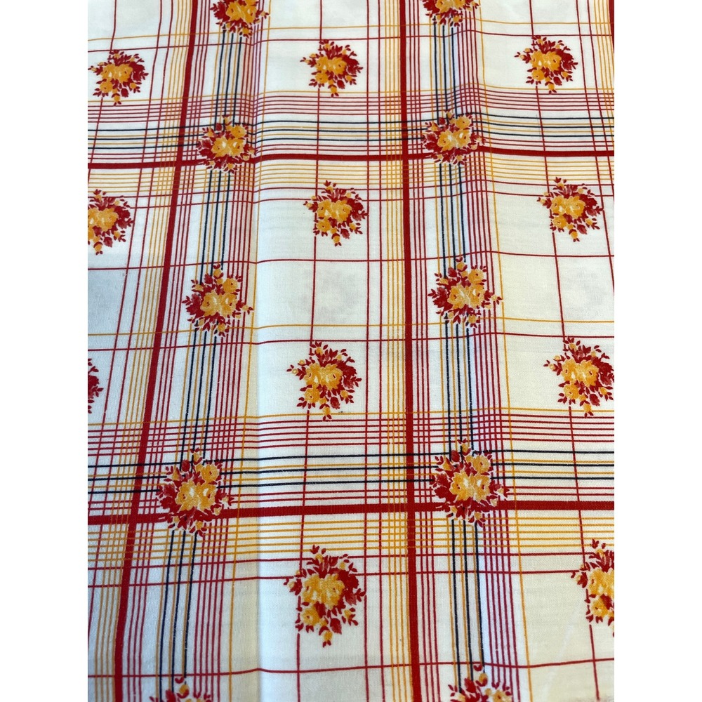 Fabric Yardage Unisex 44x36 White Red Yellow Plaid Floral Cotton